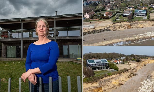 I've been forced to demolish my dream clifftop home - despite raising £250,000 for sea defences: Villager's house will be lost to the waves as new rock wall AVOIDS her house