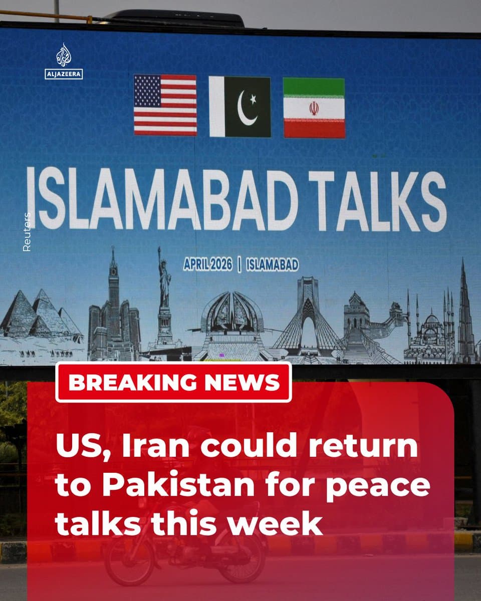 Negotiating teams from the US and Iran could return to Islamabad this week, days after high-level talks between the two countries ended without a breakthrough, four sources told Reuters. 🔴LIVE updates: pic.