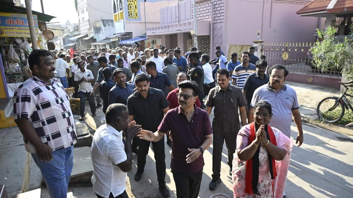Tamil Nadu elections: Stalin interacts with voters during morning walk in K.V. Kuppam constituency